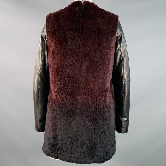 MACKAGE Size XS Black Brown Lambskin Leather Rabbit Fur Ombre Zip Jacket - Picture 4 of 11